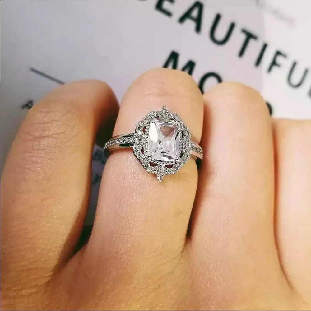 New 925 Silver  Engagement Ring For Women - Picture 2 of 2